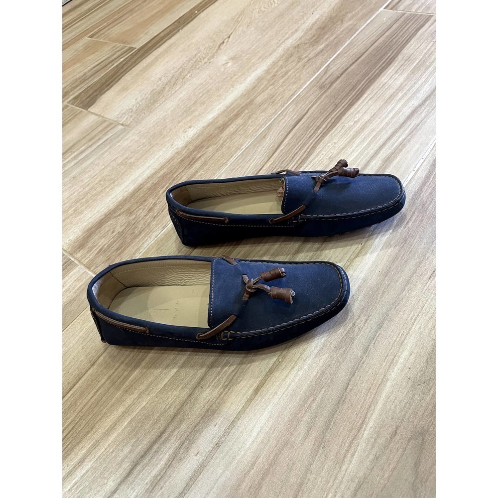 J.Crew Men Size 8 Driving Leather Moccasins Flats Tassel Blue Made in Italy